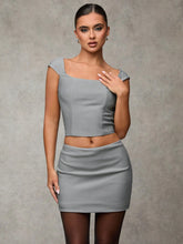 Women's Solid Color Simple Daily Sleeveless Top And Mini Skirt Set